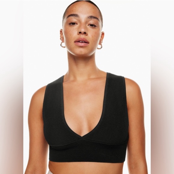 🆕 Aritzia Babaton Black Stretchy Crop Top (Fabric Nylon-Spandex). Small. - Picture 7 of 8